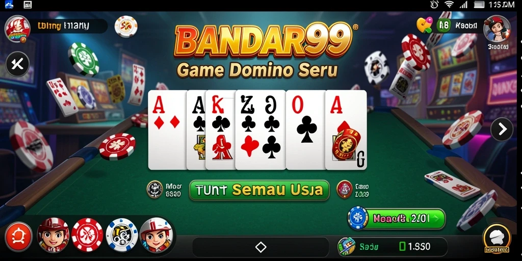 Screenshot utama BANDAR99 menampilkan gameplay menarik permainan Domino.