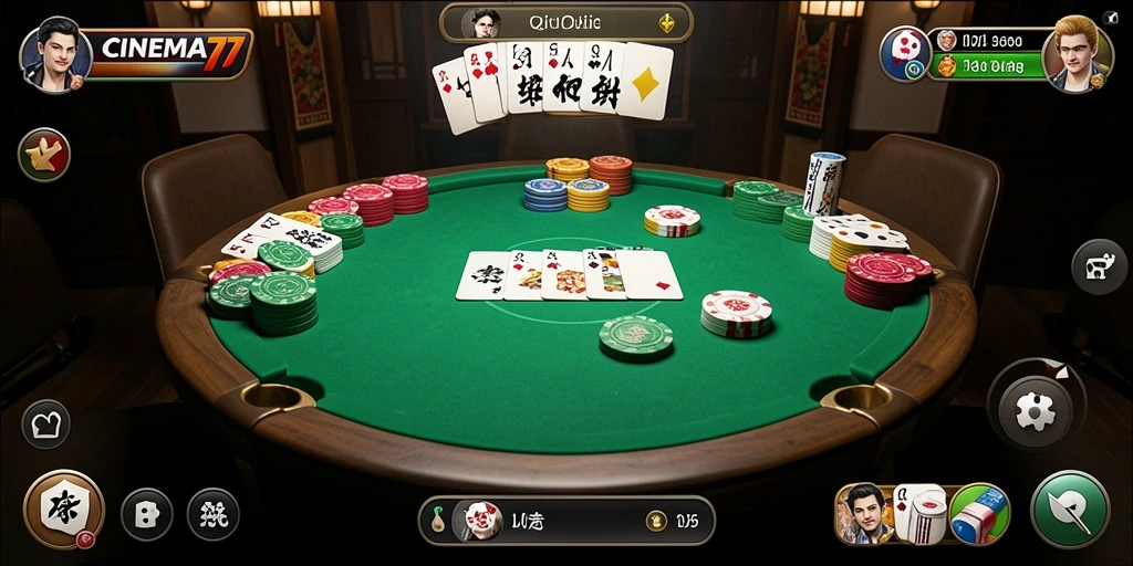 Screenshot utama CINEMA77 menunjukkan gameplay seru QiuQiu.