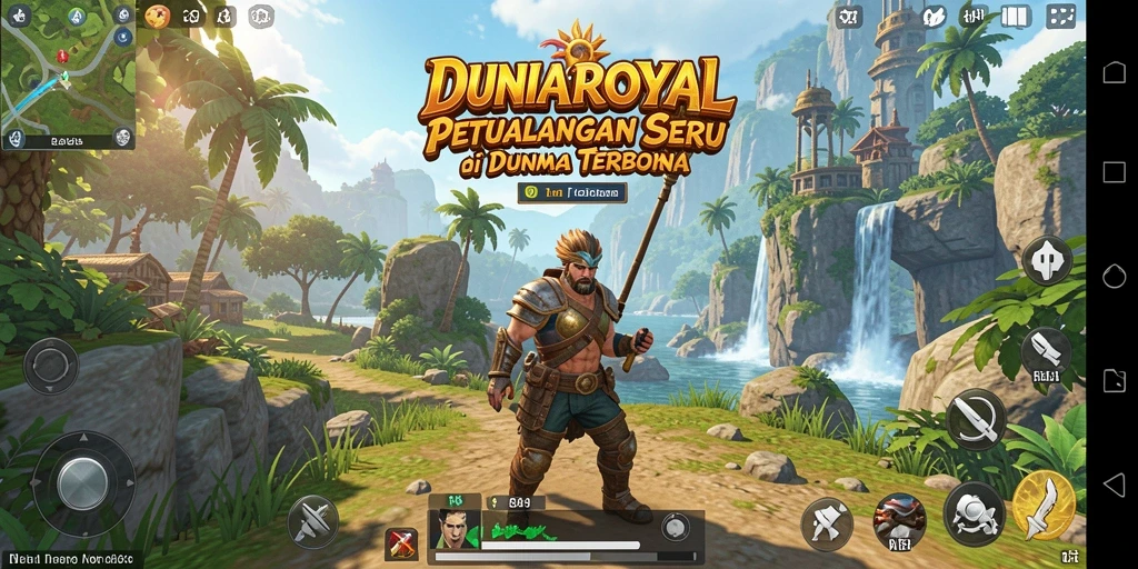 Tangkapan layar gameplay DUNIAROYAL yang menampilkan eksplorasi bebas di dunia terbuka.