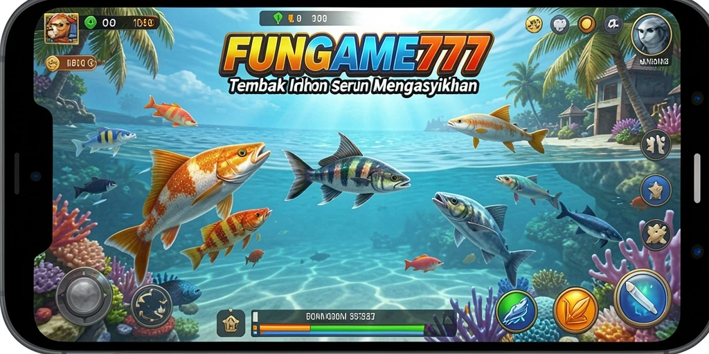 Screenshot FUNGAME777 menunjukkan aksi menembak ikan yang seru.