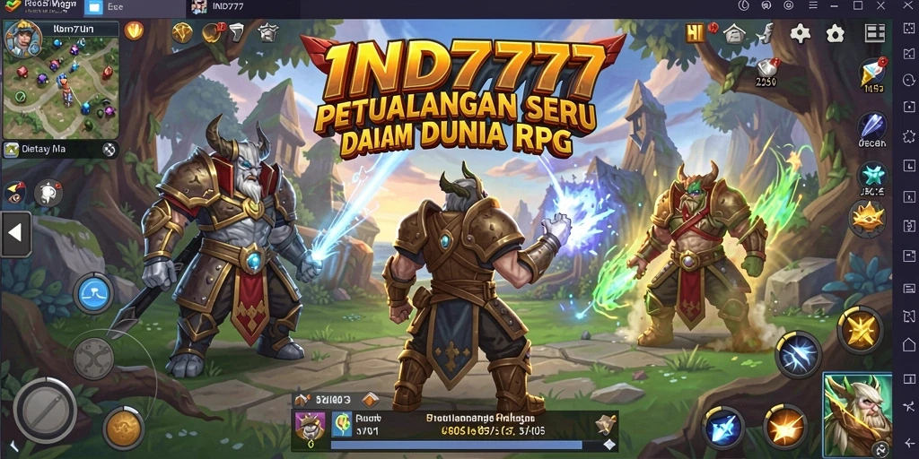 Tangkapan layar IND777 menampilkan pertarungan seru dan elemen RPG yang kaya.