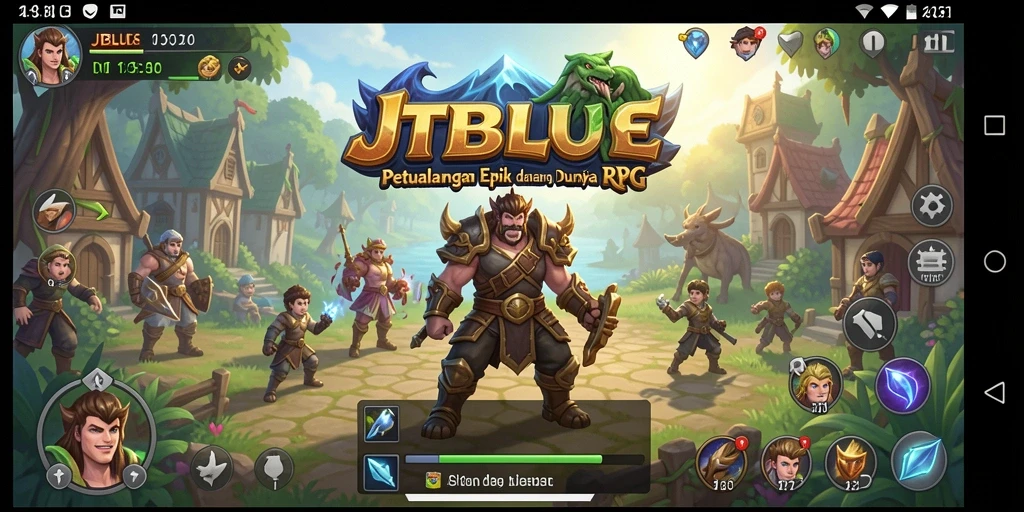 Screenshot JTBLUE menampilkan aksi pertarungan epik dalam dunia RPG.