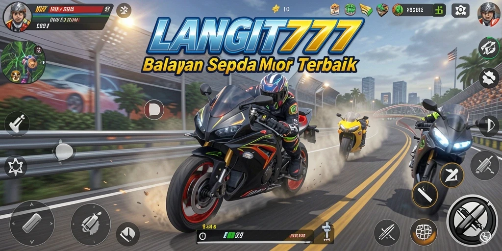 Gameplay LANGIT777 yang seru dalam balapan sepeda motor.