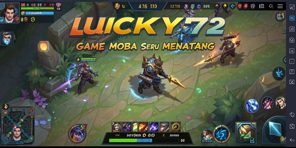 Tangkapan layar gameplay seru di LUCKY72 dengan aksi MOBA yang intens.