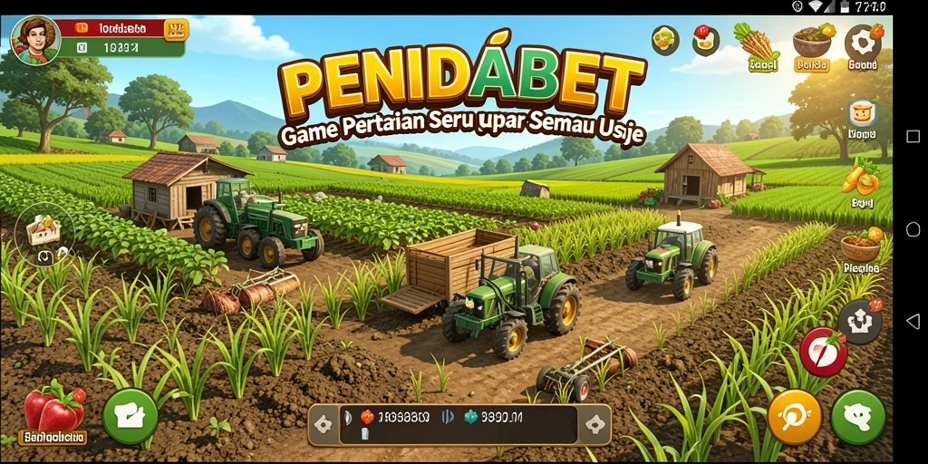 Tangkapan layar gameplay PENIDABET menunjukkan petak ladang hijau yang subur.