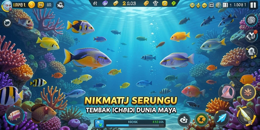 Screenshot utama dari gameplay Tembak Ikan yang seru di RP8.