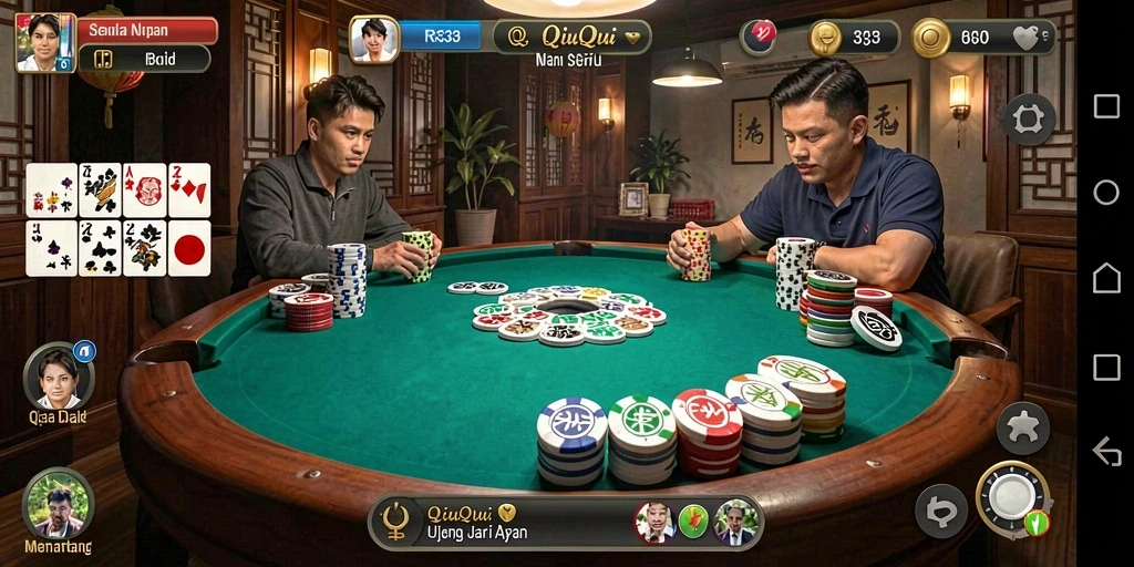 Tangkapan layar gameplay QiuQiu yang penuh aksi dan strategi.
