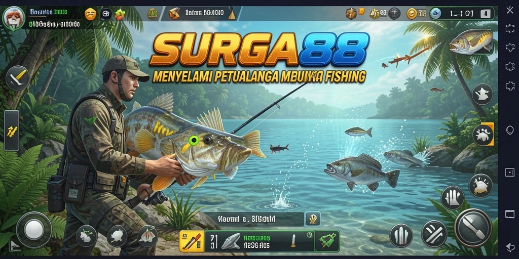 Tampilan gameplay memancing yang menakjubkan di SURGA88.